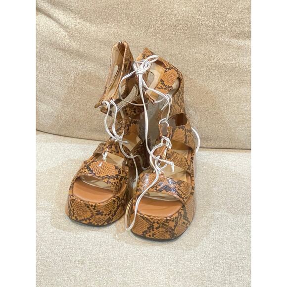 Women Summer Platform Sandals Open Toe Lace-up Cutout Gladiator Size 8 - Picture 5 of 13